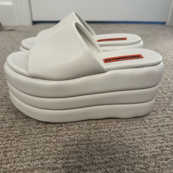 Simon Miller White Puffed Blackout Platform Slide Sandals - Picture 2 of 4